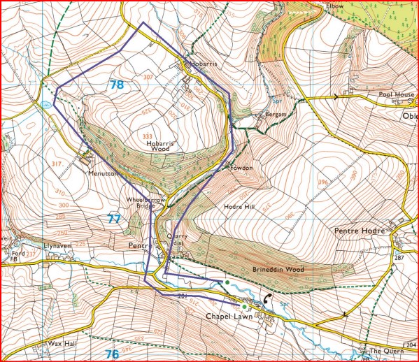 The hobarris loop walk on an OS map